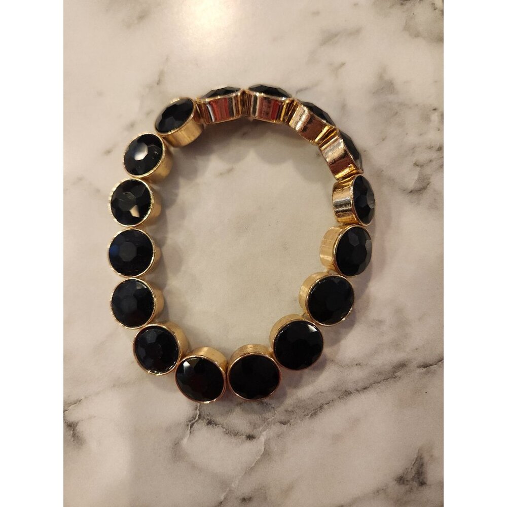 Charter Club Jet Stone Gold-Tone Stretch Bracelet With Black Faceted Stones